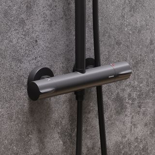 Душевая стойка Damixa Scandinavian Pure 936800300 с термостатом Черная матовая